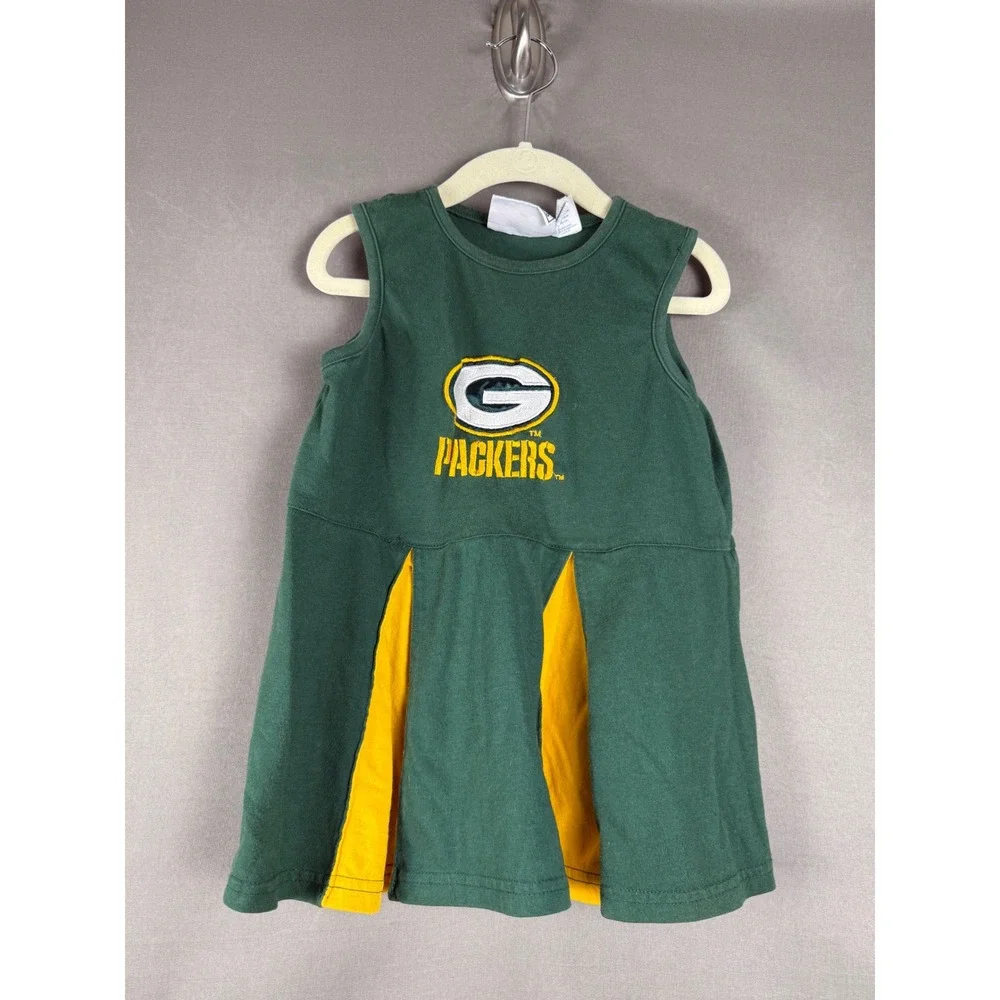 Mighty-Mac Green Bay Packers Dress Kids 4T Green Gold NFL Cheer Skirt